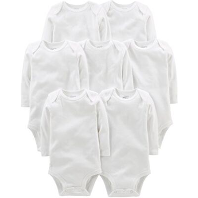 Simple Joys by Carter's unisex-baby 7-pack Long Sleeve Bodysuit, White, Preemie Simple Joys by Carter's unisex-baby 7-pack Long Sleeve Bodysuit, White, Preemie