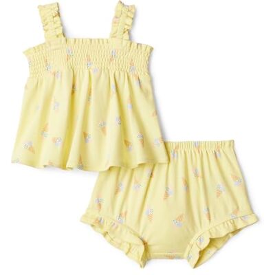Amazon Essentials x Sofia Grainge Baby Girls' Cotton Sleeveless Shirt and Shorts Play Set, Light Yellow Ice Cream, 24 Months Amazon Essentials x Sofia Grainge Baby Girls' Cotton Sleeveless Shirt and Shorts Play Set, Light Yellow Ice Cream, 24 Months