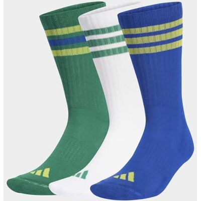 adidas Unisex 3STRIPES CUSHIONED SPORTSWEAR CREW SOCKS 3 PAIR PACK, bold green/bold blue/bright yellow, 4.5-6 adidas Unisex 3STRIPES CUSHIONED SPORTSWEAR CREW SOCKS 3 PAIR PACK, bold green/bold blue/bright yellow, 4.5-6
