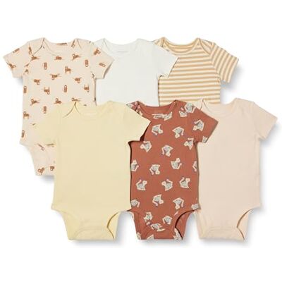 Amazon Essentials Unisex Babies' Short-Sleeve Bodysuits, Baby Vests, Pack of 6, Multicolour/Tiger, Premature Amazon Essentials Unisex Babies' Short-Sleeve Bodysuits, Baby Vests, Pack of 6, Multicolour/Tiger, Premature