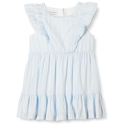 Amazon Essentials Girls' Ruffled Woven Dress, Light Blue Stripes, 11-12 Years Amazon Essentials Girls' Ruffled Woven Dress, Light Blue Stripes, 11-12 Years
