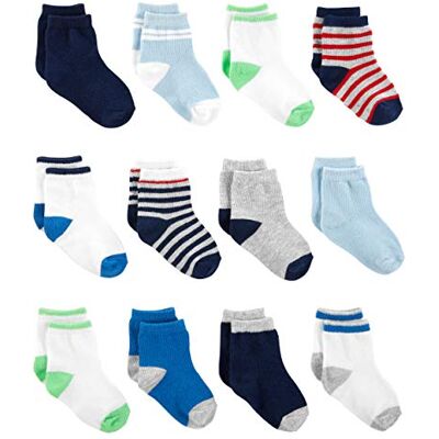 Simple Joys by Carter's Unisex Babies' Crew Socks, 12 Pairs, Multicolour/Stripes, 3-12 Months Simple Joys by Carter's Unisex Babies' Crew Socks, 12 Pairs, Multicolour/Stripes, 3-12 Months