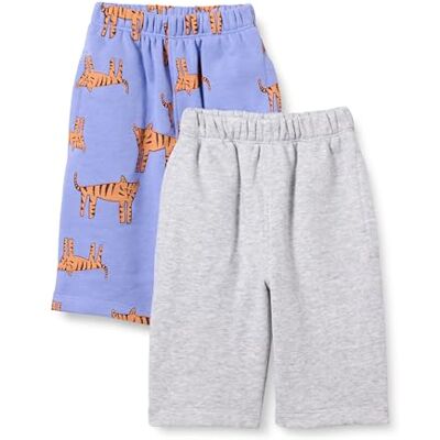 Amazon Essentials Unisex Babies' French Terry Cotton Trousers, Pack of 2, Grey Heather/Purple Tiger, 6-9 Months Amazon Essentials Unisex Babies' French Terry Cotton Trousers, Pack of 2, Grey Heather/Purple Tiger, 6-9 Months
