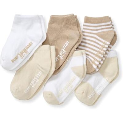Burts Bees 6 Pairs Baby Socks with Non-Slip Grips, Made of Organic Cotton, Casual Socks, Oats, 12-24 mois Burts Bees 6 Pairs Baby Socks with Non-Slip Grips, Made of Organic Cotton, Casual Socks, Oats, 12-24 mois