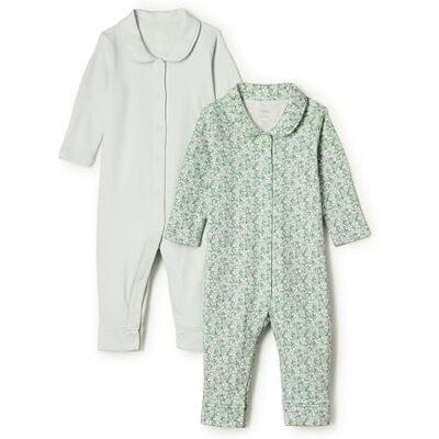 Amazon Essentials x Sofia Grainge Unisex Babies' Footless Sleepsuit, Pack of 2, Pale Green/Posey Floral, 0 Months Amazon Essentials x Sofia Grainge Unisex Babies' Footless Sleepsuit, Pack of 2, Pale Green/Posey Floral, 0 Months