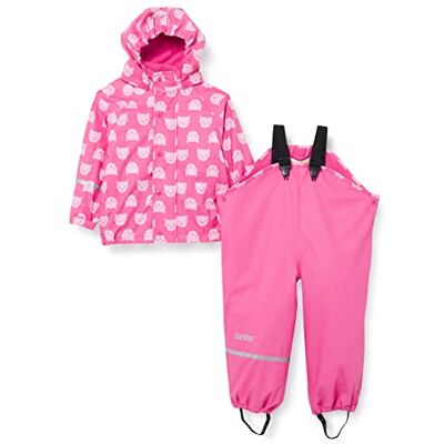 CareTec Girls Suit Pu W. Fleece Raincoat And Kids Waterproof Trousers, Pink (546), 98 UK CareTec Girls Suit Pu W. Fleece Raincoat And Kids Waterproof Trousers, Pink (546), 98 UK