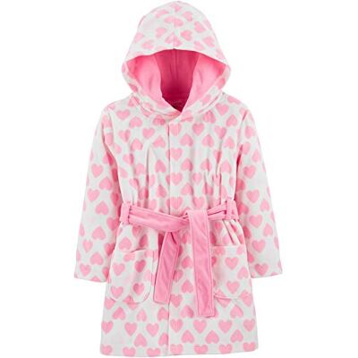 Simple Joys by Carter's Toddler Girls' Hooded Sleeper Dressing Gown, Pink Hearts, 2-3 Years Simple Joys by Carter's Toddler Girls' Hooded Sleeper Dressing Gown, Pink Hearts, 2-3 Years