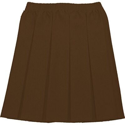 CreativeMinds UK School Uniform Girls Box Pleat Skirt Full Elastic Brown 9-10 CreativeMinds UK School Uniform Girls Box Pleat Skirt Full Elastic Brown 9-10