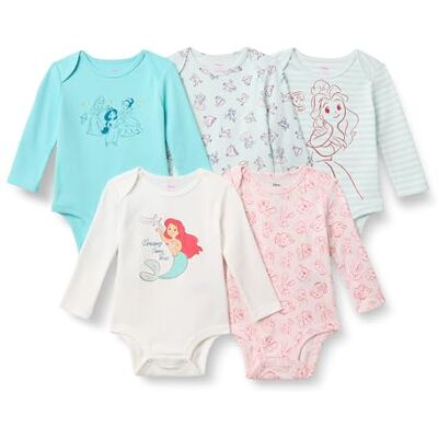 Amazon Essentials Disney Unisex Babies' Long-Sleeve Bodysuits, Baby Vests, Pack of 5, Princess Friends, 0-3 Months Amazon Essentials Disney Unisex Babies' Long-Sleeve Bodysuits, Baby Vests, Pack of 5, Princess Friends, 0-3 Months