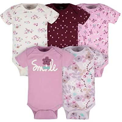 Gerber Baby Girls' 5-Pack Short Sleeve Variety Onesies Bodysuits Gerber Baby Girls' 5-Pack Short Sleeve Variety Onesies Bodysuits