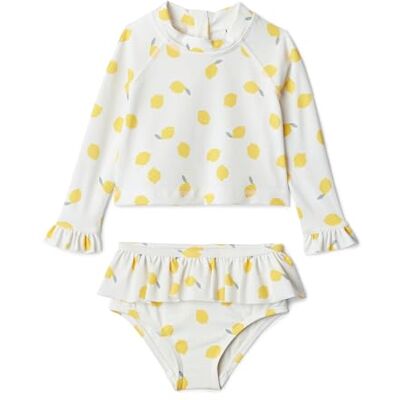 Amazon Essentials x Sofia Grainge Baby Girls' Two-Piece Long-Sleeve Rashguard Set, Pack of 2, Ivory Lemon, 4 Years Amazon Essentials x Sofia Grainge Baby Girls' Two-Piece Long-Sleeve Rashguard Set, Pack of 2, Ivory Lemon, 4 Years