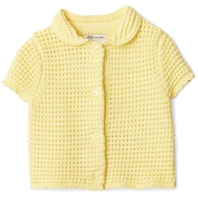 Amazon Essentials x Sofia Grainge Baby Girls' Cotton Short-Sleeve Button Front Jumper with Peter Pan Collar, Light Yellow, 6-9 Months Amazon Essentials x Sofia Grainge Baby Girls' Cotton Short-Sleeve Button Front Jumper with Peter Pan Collar, Light Yellow, 6-9 Months