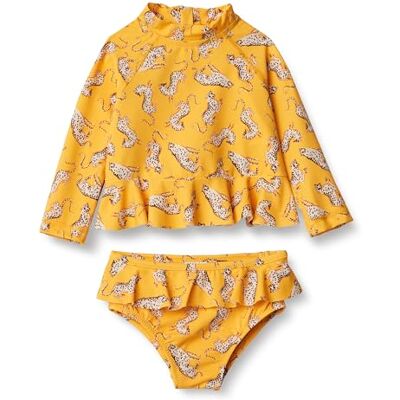 Amazon Essentials Baby Girls' Rashguard Set, Golden Yellow Beige Leopard, 12 Months Amazon Essentials Baby Girls' Rashguard Set, Golden Yellow Beige Leopard, 12 Months