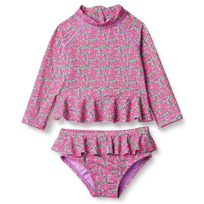 Amazon Essentials Baby Girls' Rashguard Set, Lilac Hot Pink Posey Floral, 12 Months Amazon Essentials Baby Girls' Rashguard Set, Lilac Hot Pink Posey Floral, 12 Months
