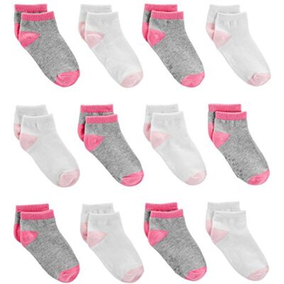 Simple Joys by Carter's Unisex Toddlers and Babies' Crew Socks, 12 Pairs, Pink/Grey/White, 2-3 Years Simple Joys by Carter's Unisex Toddlers and Babies' Crew Socks, 12 Pairs, Pink/Grey/White, 2-3 Years