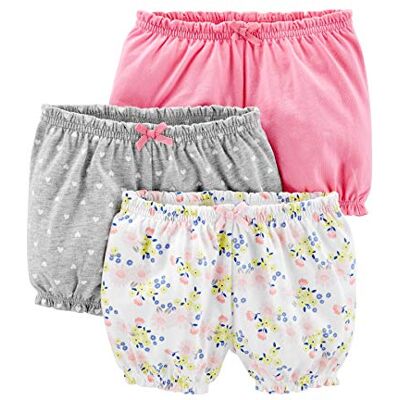 Simple Joys by Carter's Girls' 3-Pack Knit Shorts, Grey Hearts/Pink/White Floral, Newborn Simple Joys by Carter's Girls' 3-Pack Knit Shorts, Grey Hearts/Pink/White Floral, Newborn
