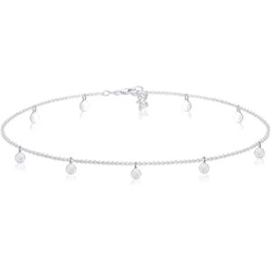 Elli Necklace Choker with Frosted Circle Basic Geo Platelet Pendants in 925 Sterling Silver Elli Necklace Choker with Frosted Circle Basic Geo Platelet Pendants in 925 Sterling Silver