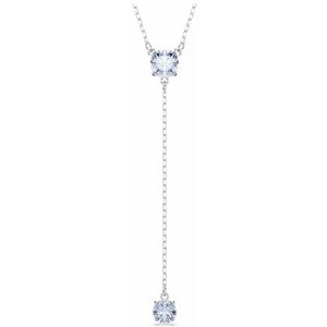 Swarovski Attract Y Pendant Necklace, Blue Round-Cut Stones in a Rhodium-Finished Setting, Part of the Attract Collection Swarovski Attract Y Pendant Necklace, Blue Round-Cut Stones in a Rhodium-Finished Setting, Part of the Attract Collection