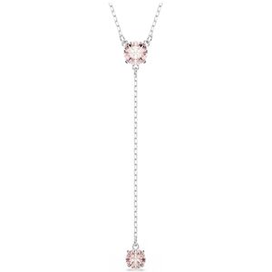 Swarovski Attract Y Pendant Necklace, Pink Round-Cut Stones in a Rhodium-Finished Setting, Part of the Attract Collection Swarovski Attract Y Pendant Necklace, Pink Round-Cut Stones in a Rhodium-Finished Setting, Part of the Attract Collection