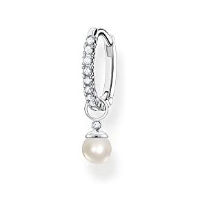 Thomas Sabo Women Single Hoop Earring with Pearl Pendant 925 Sterling Silver CR702-167-14 Thomas Sabo Women Single Hoop Earring with Pearl Pendant 925 Sterling Silver CR702-167-14