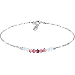 Elli Women's 925 Sterling Silver Ball Beach Sea Rose Crystals Anklet Elli Women's 925 Sterling Silver Ball Beach Sea Rose Crystals Anklet
