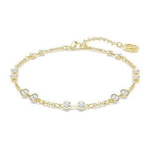 Swarovski Remix Strand Bracelet, Clear Round-Cut Crystals in a Gold-Tone Finished Setting, Part of the Remix Collection Swarovski Remix Strand Bracelet, Clear Round-Cut Crystals in a Gold-Tone Finished Setting, Part of the Remix Collection