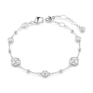 Swarovski Imber Bracelet, Centre Clear Round-Cut Crystals in a Rhodium Finished Puffy Bezel Setting, Part of the Imber Collection Swarovski Imber Bracelet, Centre Clear Round-Cut Crystals in a Rhodium Finished Puffy Bezel Setting, Part of the Imber Collection