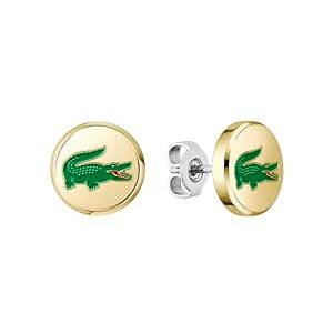 Lacoste Men's ARTHOR Collection Stud Earrings in Yellow Gold with Green Enamel Crocodile 2040498 Lacoste Men's ARTHOR Collection Stud Earrings in Yellow Gold with Green Enamel Crocodile 2040498