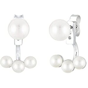 Elli Women Silver 925 Sterling Silver Pearl Front Back Earrings Elli Women Silver 925 Sterling Silver Pearl Front Back Earrings