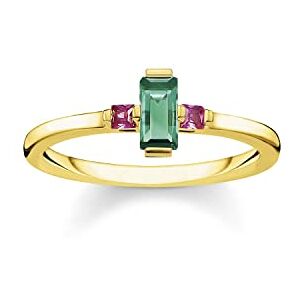 Thomas Sabo ring stone baguette cut green gold-plated silver TR2258-973-7-54 Thomas Sabo ring stone baguette cut green gold-plated silver TR2258-973-7-54