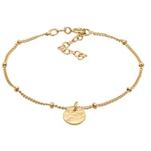 Elli Bracelet Ladies Satte Chain Plate Disc Hammered in 925 Sterling Silver Gold Plated Elli Bracelet Ladies Satte Chain Plate Disc Hammered in 925 Sterling Silver Gold Plated