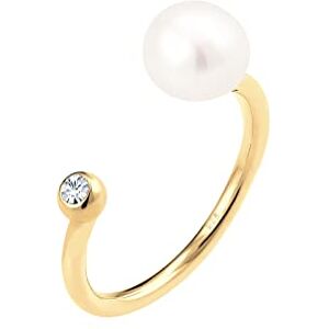 Elli Women Gold Plated 925 Sterling Silver Pearl Crystal Adjustable Ring Elli Women Gold Plated 925 Sterling Silver Pearl Crystal Adjustable Ring