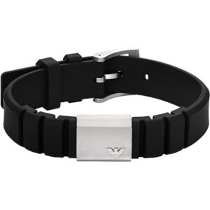 Emporio Armani Men's Black Silicone and Stainless Steel ID Bracelet, EGS3079040 Emporio Armani Men's Black Silicone and Stainless Steel ID Bracelet, EGS3079040