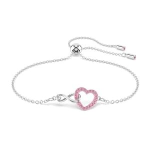 Swarovski Hyperbola Bracelet, Heart and Infinity Motif with Pink Pavé Crystals in a Rhodium-Finished Setting, Part of the Hyperbola Collection Swarovski Hyperbola Bracelet, Heart and Infinity Motif with Pink Pavé Crystals in a Rhodium-Finished Setting, Part of the Hyperbola Collection