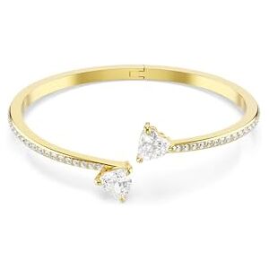 Swarovski Mesmera Bangle Bracelet, Clear Heart-Cut Crystals in a Gold-Tone Finished Setting, Size S, Part of the Mesmera Collection Swarovski Mesmera Bangle Bracelet, Clear Heart-Cut Crystals in a Gold-Tone Finished Setting, Size S, Part of the Mesmera Collection