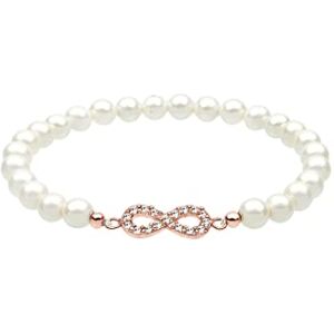 Elli Women's 925 Sterling Silver Crystals Strand Infinity Pearl Wristwear Bracelets Elli Women's 925 Sterling Silver Crystals Strand Infinity Pearl Wristwear Bracelets
