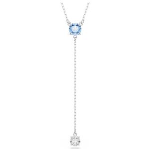 Swarovski Stilla Attract Y Necklace, Blue and Clear Round-Cut Crystals in a Rhodium-Finished Setting, Part of the Stilla Collection Swarovski Stilla Attract Y Necklace, Blue and Clear Round-Cut Crystals in a Rhodium-Finished Setting, Part of the Stilla Collection