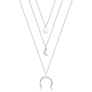 Elli Necklace Layer Necklace Astro Mix Look with Crescent Pendants and Crystals in 925 Sterling Silver Elli Necklace Layer Necklace Astro Mix Look with Crescent Pendants and Crystals in 925 Sterling Silver