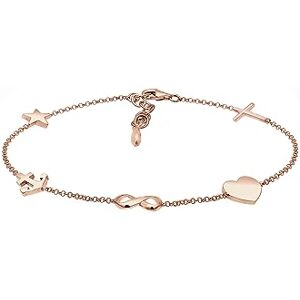 Elli Women's 925 Sterling Silver Rose Gold Plated Cross Heart Infinity Anchor Star Bracelet 16cm length Elli Women's 925 Sterling Silver Rose Gold Plated Cross Heart Infinity Anchor Star Bracelet 16cm length