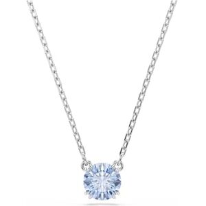 Swarovski Stilla Pendant Necklace, Blue Round-Cut Stone in a Rhodium-Finished Setting, Part of the Stilla Collection Swarovski Stilla Pendant Necklace, Blue Round-Cut Stone in a Rhodium-Finished Setting, Part of the Stilla Collection