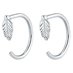 Elli Women Creole Feather Boho 925 Silver Earrings 0302632717 Elli Women Creole Feather Boho 925 Silver Earrings 0302632717