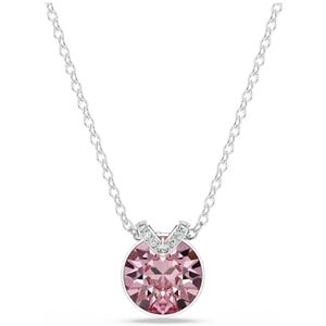 Swarovski Bella V Pendant Necklace, Pink and Clear Round-Cut Crystals in a Rhodium-Finished Setting, Part of the Bella Collection Swarovski Bella V Pendant Necklace, Pink and Clear Round-Cut Crystals in a Rhodium-Finished Setting, Part of the Bella Collection