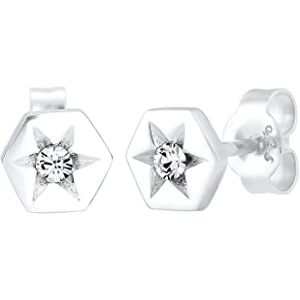 Elli Women Silver 925 Sterling Silver Stars Crystal Earrings Elli Women Silver 925 Sterling Silver Stars Crystal Earrings