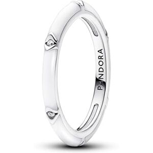 PANDORA ME Sterling silver ring with clear cubic zirconia and white enamel, 54 PANDORA ME Sterling silver ring with clear cubic zirconia and white enamel, 54