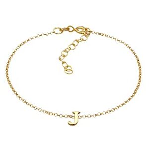 Elli Bracelet Ladies Pendant Letter J Basic In 925 Sterling Silver Gold Plated Elli Bracelet Ladies Pendant Letter J Basic In 925 Sterling Silver Gold Plated