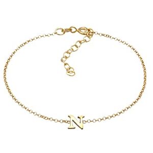 Elli Bracelet Ladies Pendant Letter N Basic In 925 Sterling Silver Gold Plated Elli Bracelet Ladies Pendant Letter N Basic In 925 Sterling Silver Gold Plated
