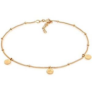 Elli Anklet Ladies Satte Chain Platelets Hammered in 925 Sterling Silver Gold Plated Elli Anklet Ladies Satte Chain Platelets Hammered in 925 Sterling Silver Gold Plated
