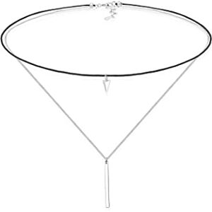 Elli Women Triangle Geo Textile Trend 925 Sterling Silver Choker Necklace of Length 36cm Elli Women Triangle Geo Textile Trend 925 Sterling Silver Choker Necklace of Length 36cm