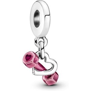 PANDORA Passions Dumbbell sterling silver dangle with transparent pink enamel PANDORA Passions Dumbbell sterling silver dangle with transparent pink enamel