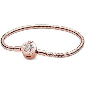 PANDORA Moments Women's 14k Rose Gold-Plated Sparkling Crown O Snake Chain Bracelet, Size 23, No Box PANDORA Moments Women's 14k Rose Gold-Plated Sparkling Crown O Snake Chain Bracelet, Size 23, No Box